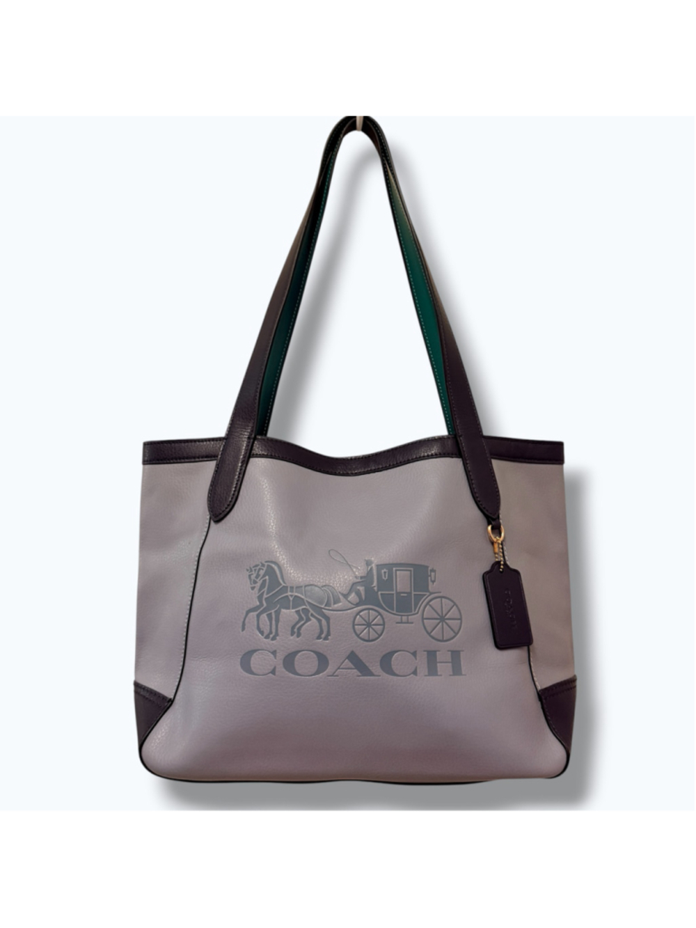 Coach C5676 Horse & Carriage Colorblock Pebble Leather Tote Bag Twilight Multi - Picture 16 of 16